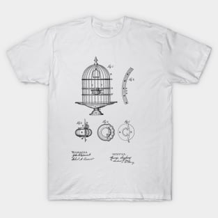 Bird Cage Vintage Patent Hand Drawing T-Shirt